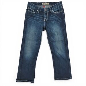 BKE Kate Capri Jeans Women 27 Blue Cropped‎ Low Rise Stretch Embellished Denim
